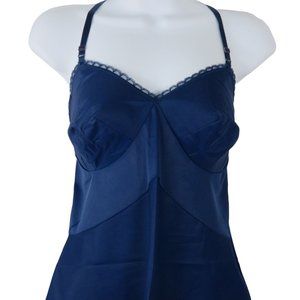 Vintage 60s 70s Hollywood Vassarette Royal Blue Full Slip S Pin Up Rockabilly